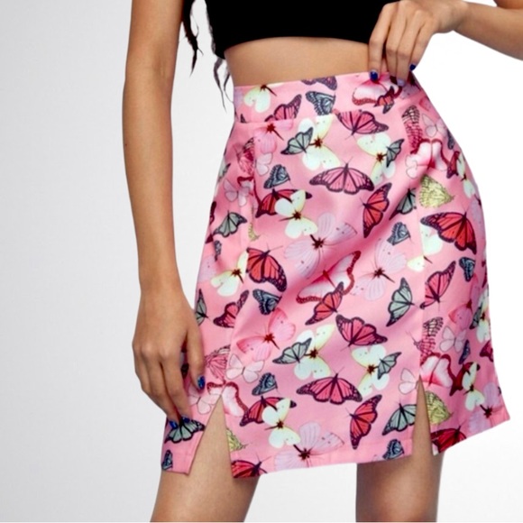 Vintage Dresses & Skirts - Pink Butterfly Slip Skirt Sz. Medium